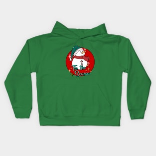 Cute Snowman waiting for Christmas in red circle Kids Hoodie